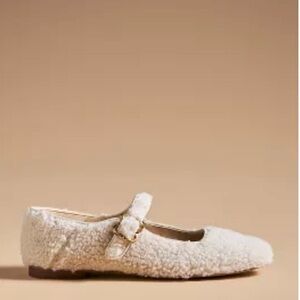 Anthropologie NWT Sam Edelman: Michaela Mary Jane flats - 7.5 - cream Sherpa